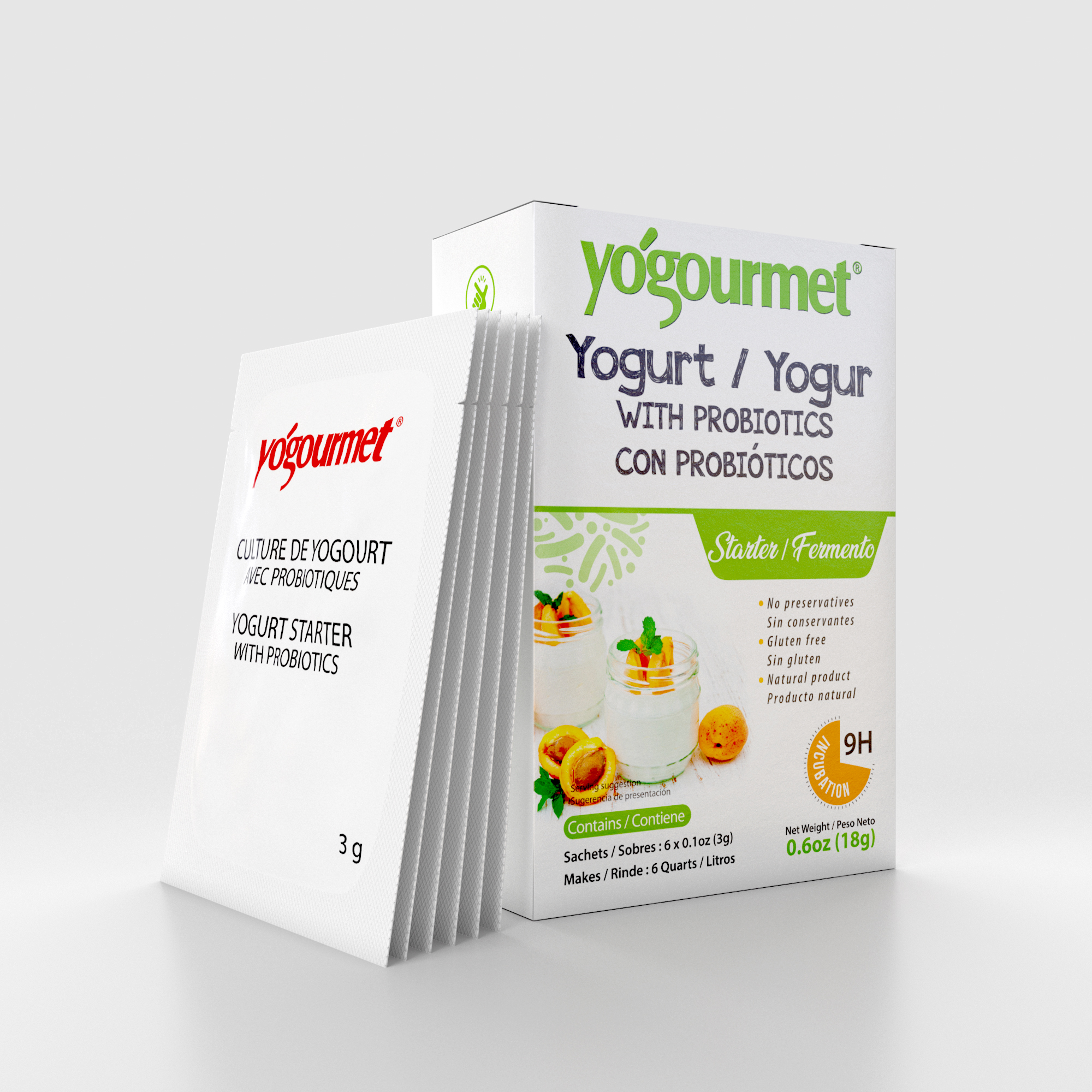 Foliner Yogurt Starter Sachets Yogourt probiotique Levure Frais Délicieux Sûr DIY Yogourt Dessert Fait Maison 8G 